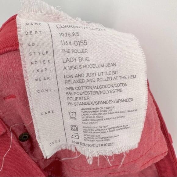 Current/Elliott | The Roller Red Skinny Jean In Lady Bug Size 27 - Picture 7 of 7